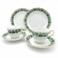 美品 MEISSEN マイセン ワインリーフ カップ&ソーサー 中皿 4点 トリオ 18cmプレート ティー コーヒー SU8441F