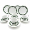 美品 MEISSEN マイセン ワインリーフ モカカップ&ソーサー 小皿 8点 トリオ 4セット スワンハンドル SU8443F
