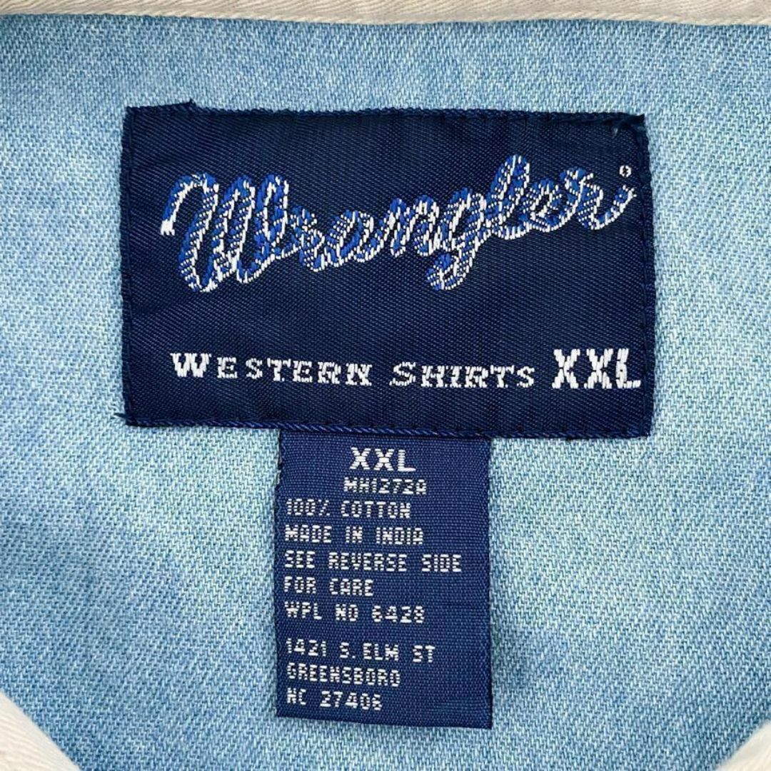 Wrangler - 古着 ラングラー 刺繍 袖切替 BDシャツ 長袖 XXLの Wrangler - 古着 ラングラー 刺繍 袖切替 BDシャツ 長袖 XXLの