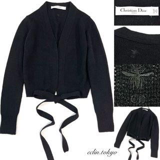 クリスチャンディオール(Christian Dior)のディオール《カシミヤ100%》リボンデザイン ニット カーディガン E3475(カーディガン)