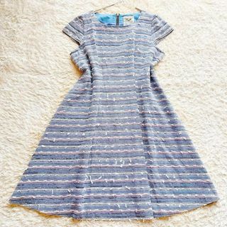 ローズティアラ(Rose Tiara)のローズティアラジュエル デニムファンシーツイードワンピース 大きいサイズ42(ひざ丈ワンピース)