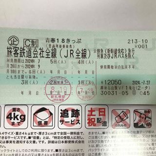 青春１８きっぷ　残り３回　2024夏(鉄道乗車券)