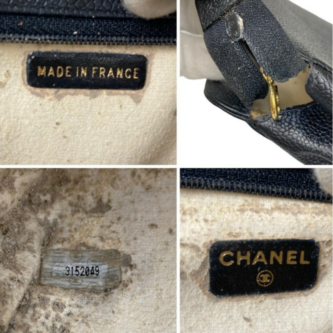 正規品CHANELキャビアスキンポーチ小物入れ