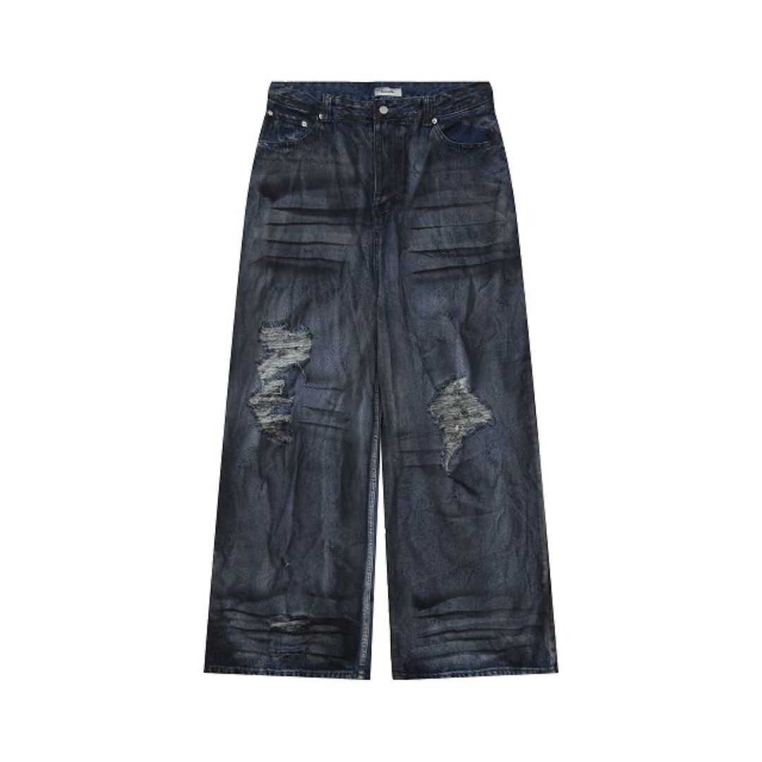 BALENCIAGA 23SS ダメージ加工 バギー デニム BALENCIAGA バレンシアガ 23SS ダメージ加工バギーデニムパンツ