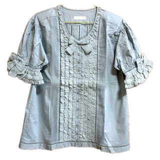 ピンクハウス(PINK HOUSE)の美品✨ピンクハウス  半袖ブラウス　ブルーグレー　送料無料(シャツ/ブラウス(半袖/袖なし))