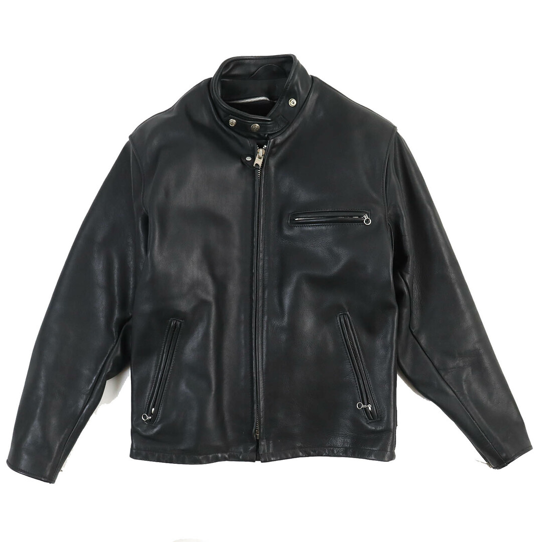 schott - 良品△schott ショット ボアライナー付き シングル ライダースジャケット レザージャケット ダークグレー系 40 USA製 メンズ オススメ◎