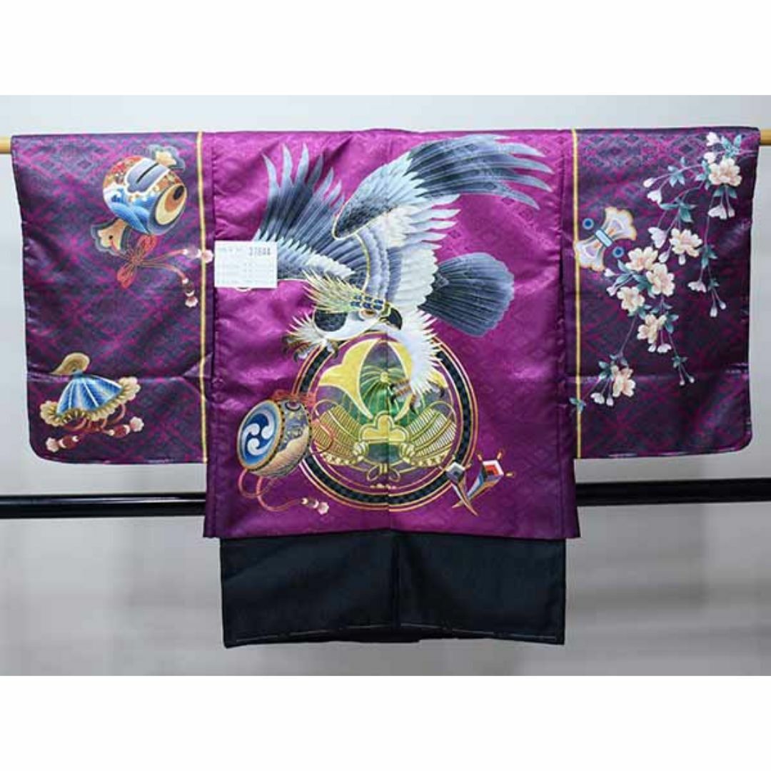 七五三 五歳 男児 羽織・着物・襦袢3点セット M寸 金刺繍 綸子地 七五三 五歳 男児 羽織・着物・襦袢3点セット M寸 金刺繍 綸子地