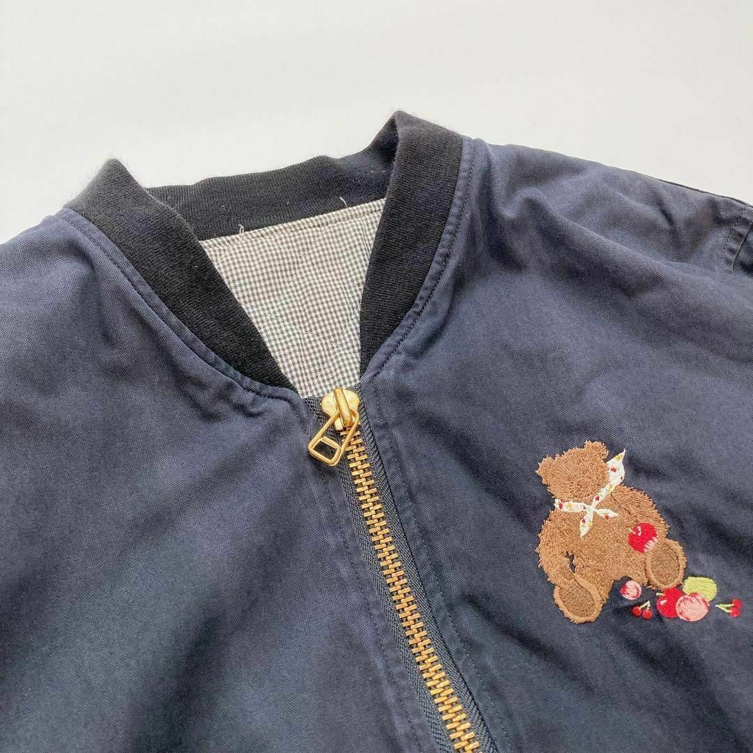 ピンクハウス くま 刺繍 ゼッケン ブルゾン テディベア MA-1 黒 ピンクハウス くま 刺繍 ゼッケン ブルゾン テディベア MA-1 黒