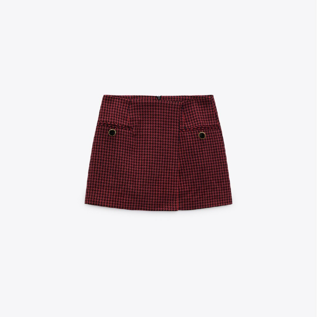 ZARA - ZARA 千鳥格子柄ミニスカート Mサイズ レッドの通販 by ZARA - ZARA 千鳥格子柄ミニスカート Mサイズ レッドの通販 by