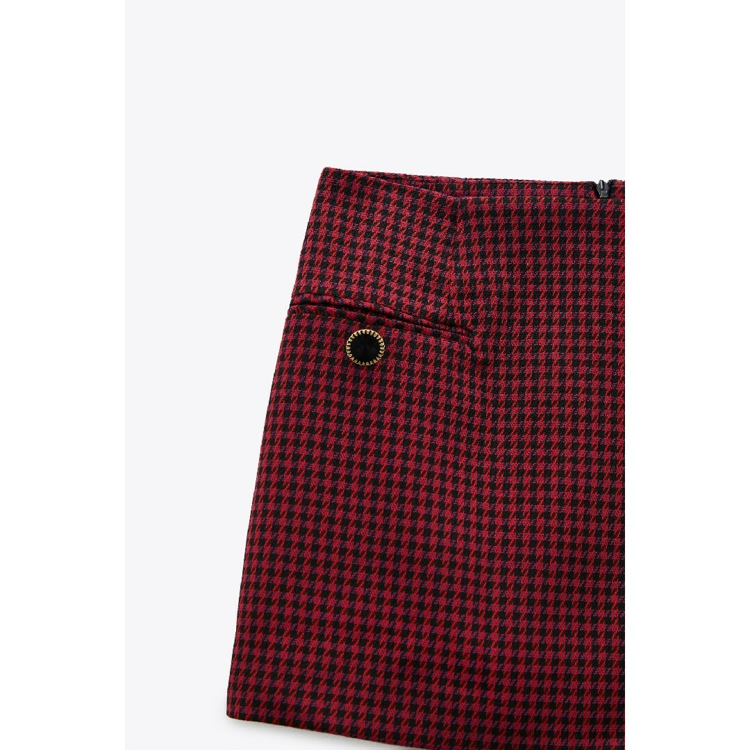 ZARA - ZARA 千鳥格子柄ミニスカート Mサイズ レッドの通販 by ZARA - ZARA 千鳥格子柄ミニスカート Mサイズ レッドの通販 by