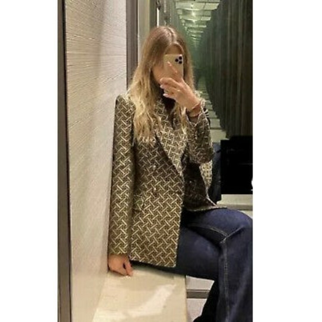 ZARA - ZARA ジャガードクロスオーバーフロントブレザー Sサイズ ZARA - ZARA ジャガードクロスオーバーフロントブレザー Sサイズ