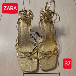 ZARA - 【新品】 ZARA ローヒールミュール サンダル 編み上げ 37 ZARA - 【新品】 ZARA ローヒールミュール サンダル 編み上げ 37