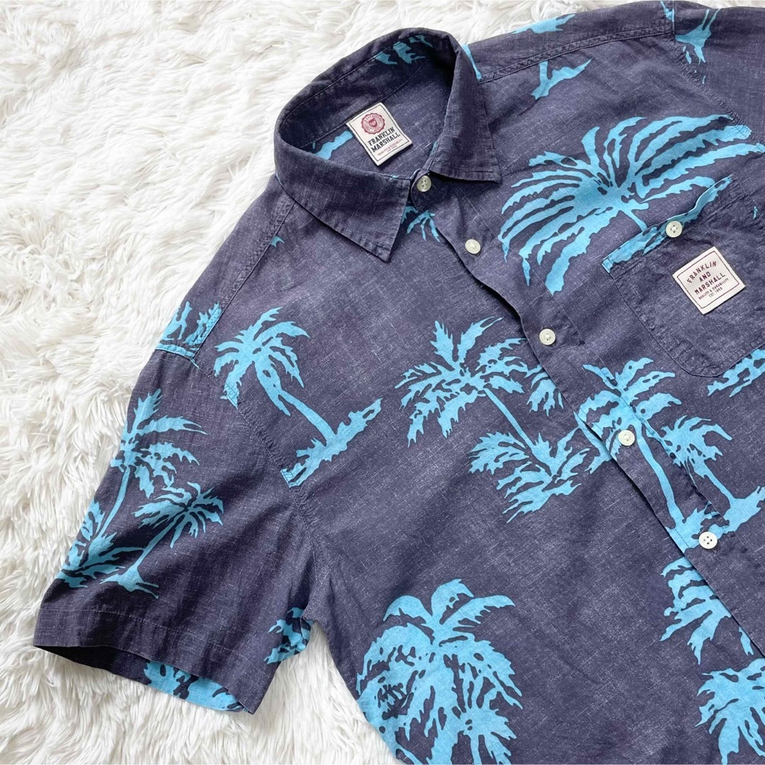 FRANKLIN&MARSHALL  半袖 シャツ 総柄 ネイビー サイズM メンズのトップス(シャツ)の商品写真