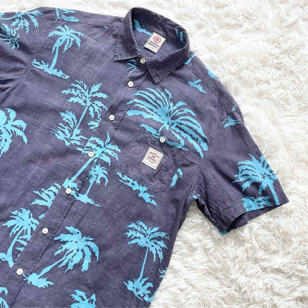 FRANKLIN&MARSHALL  半袖 シャツ 総柄 ネイビー サイズM メンズのトップス(シャツ)の商品写真