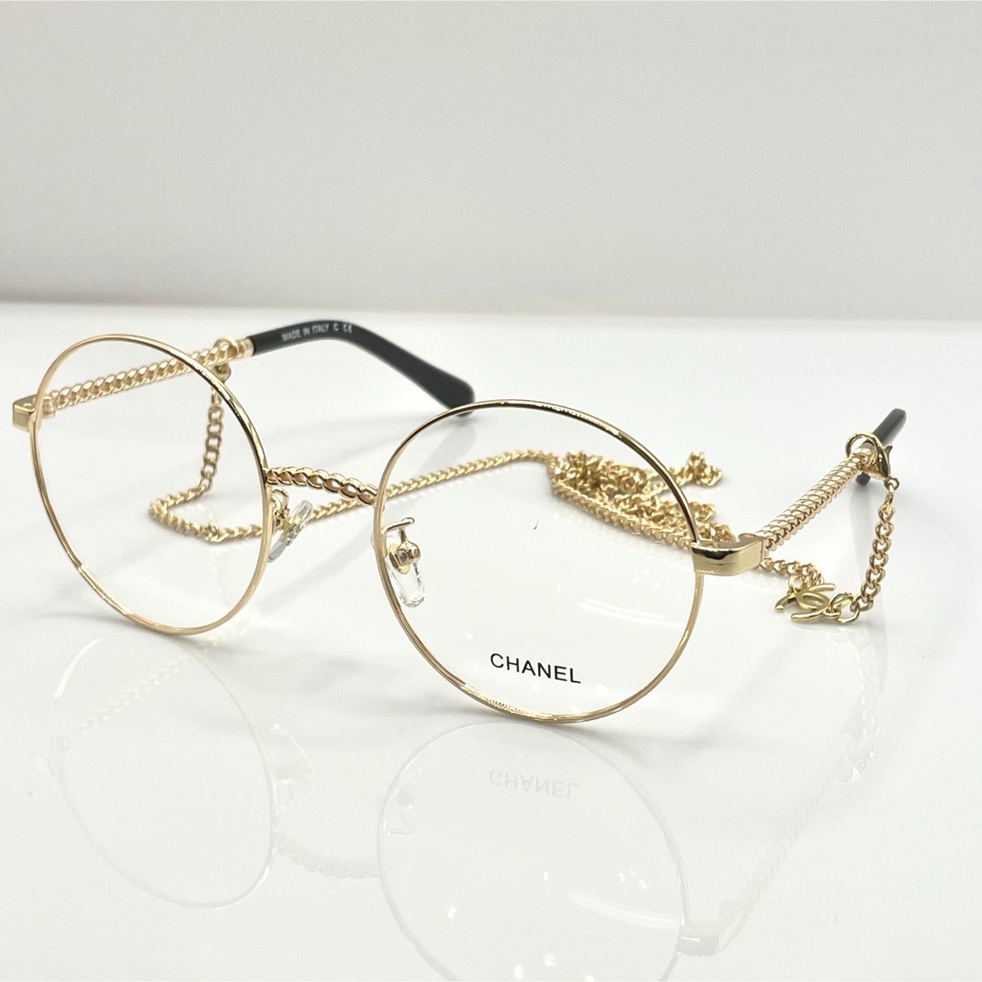 CHANEL 眼鏡用フレーム チェーンストラップ付ゴールド CHANEL 眼鏡用フレーム チェーンストラップ付ゴールド
