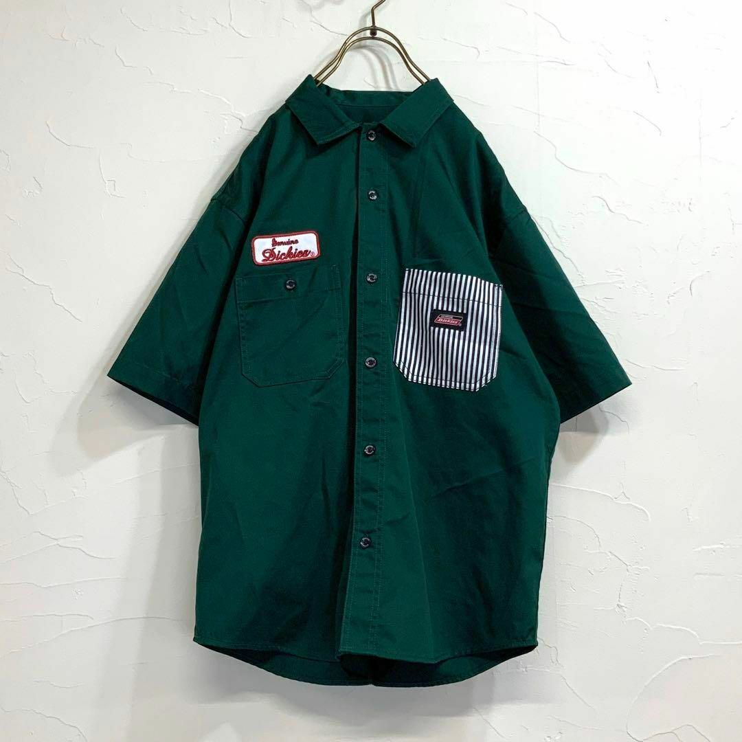 Dickies(ディッキーズ)のDickies ディッキーズ ワークシャツ モスグリーン メンズのトップス(Tシャツ/カットソー(半袖/袖なし))の商品写真