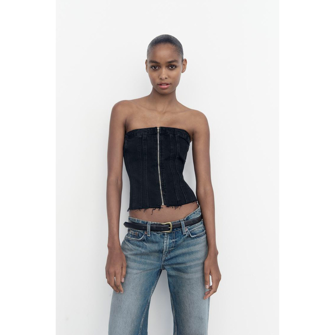 ZARA - 新品ZARA デニム TRF コルセット トップス Mの通販 by ZARA - 新品ZARA デニム TRF コルセット トップス Mの通販 by