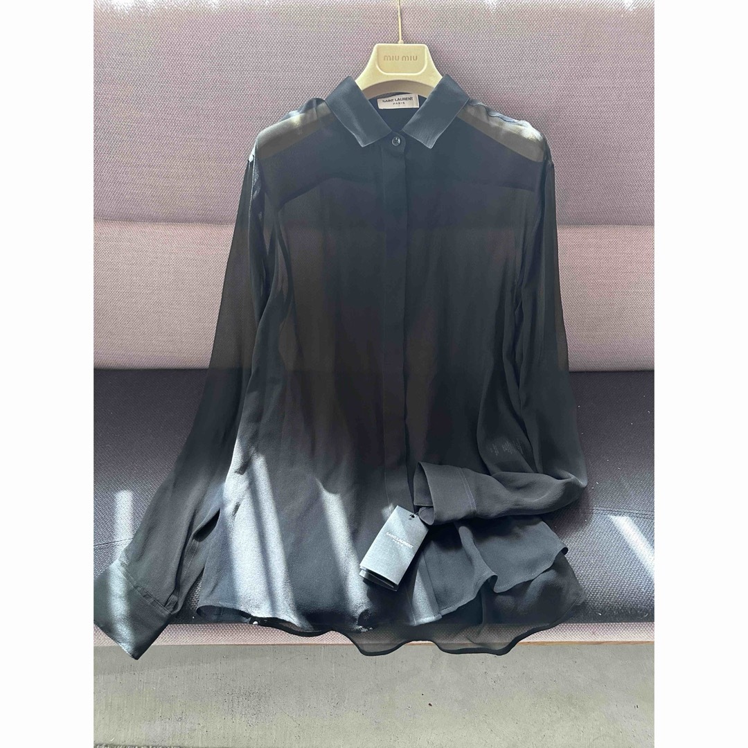 SAINT LAURENT - 新品 サンローラン タグ付き シアーシャツ SAINT LAURENT - 新品 サンローラン タグ付き シアーシャツ