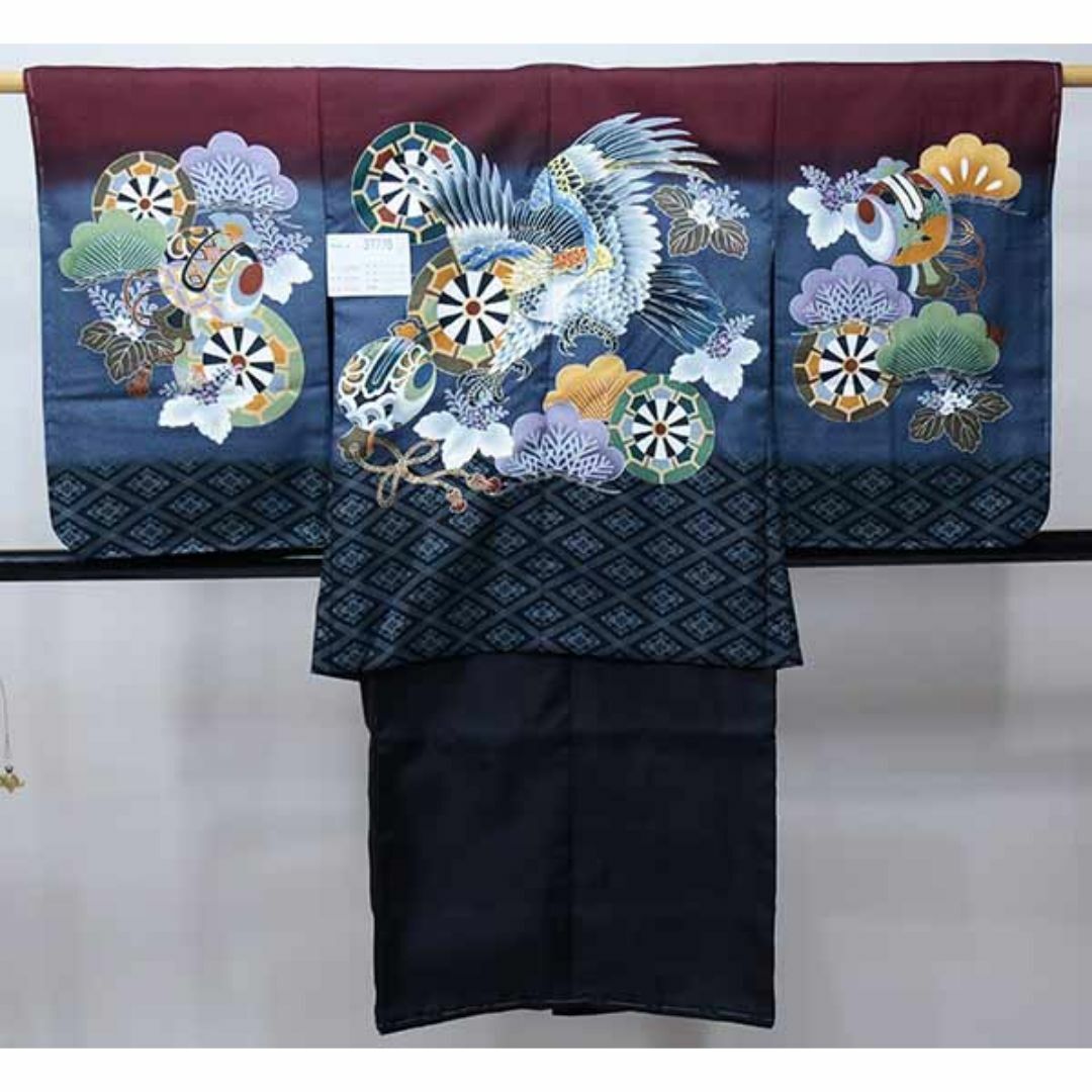 七五三 五歳 男児 羽織・着物・襦袢3点セット L寸 金刺繍 綸子地 七五三 五歳 男児 羽織・着物・襦袢3点セット L寸 金刺繍 綸子地