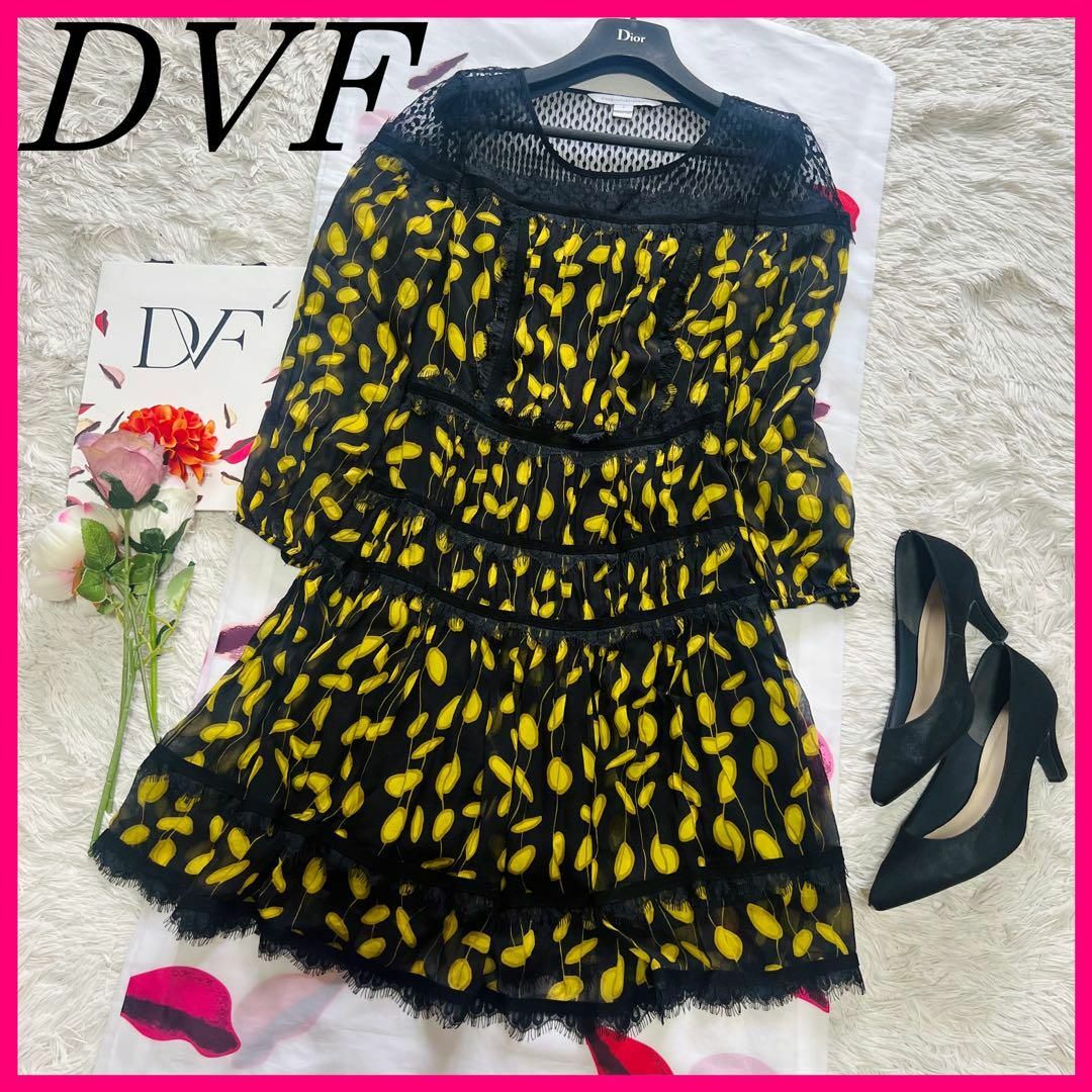 美品】DIANEvonFURSTENBERG シルクシフォンワンピース 2 M 美品】DIANEvonFURSTENBERG シルクシフォンワンピース 2 M