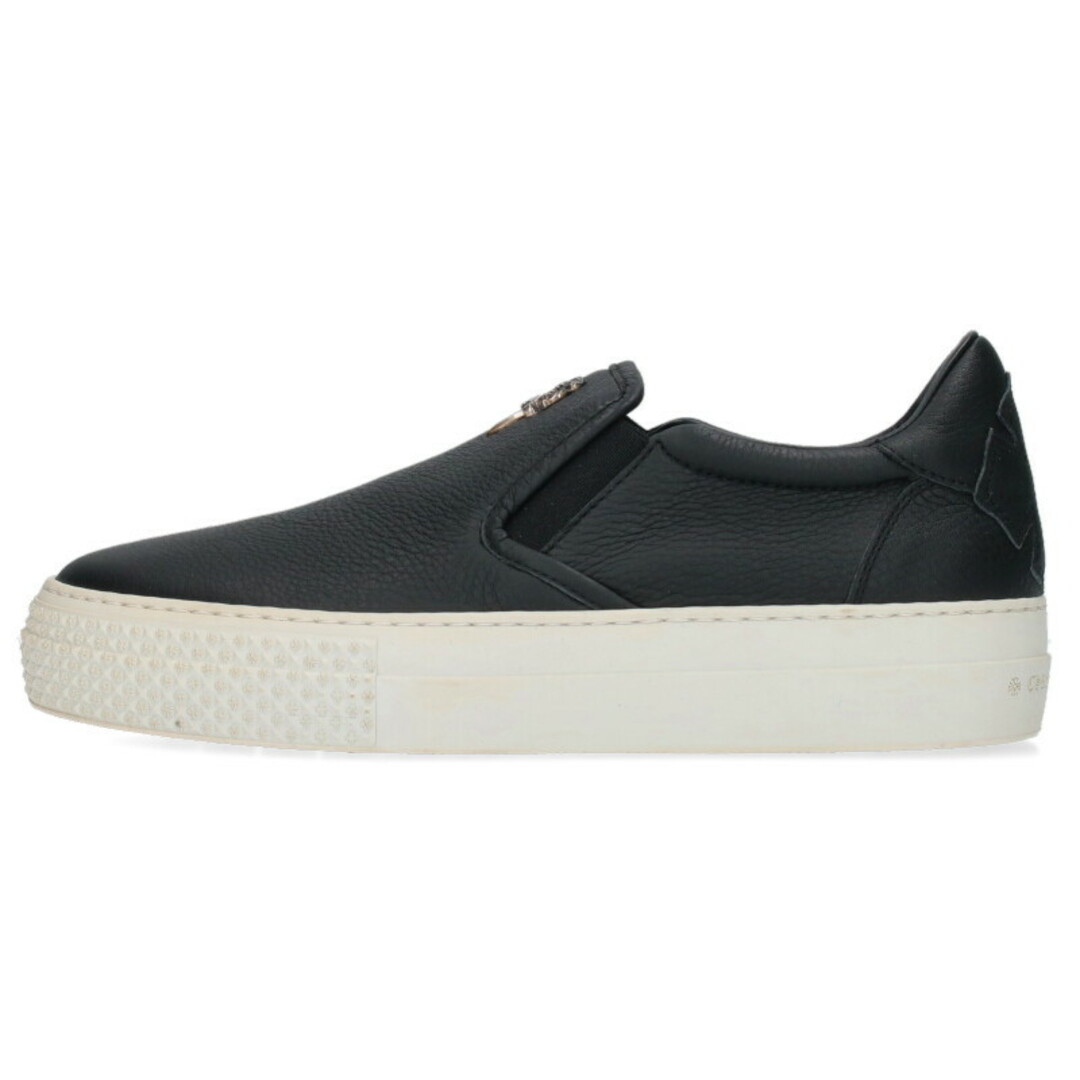 Chrome Hearts - クロムハーツ  SLIP ON BLK CALF/スリッポン CHプラスレザーパッチダガー付レザースニーカー メンズ 37