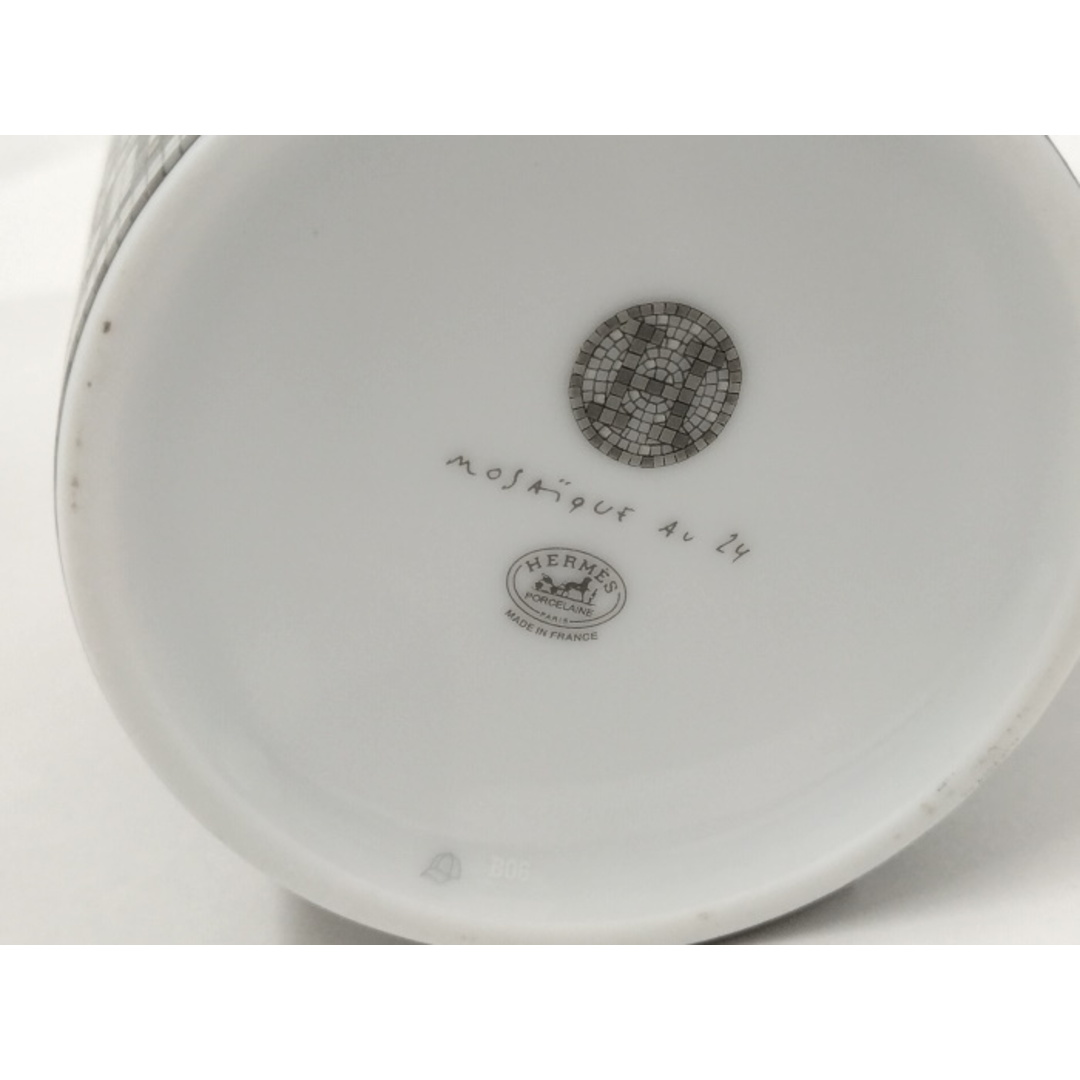 HERMES マグカップ Hモザイク 陶器 グレー系 HERMES マグカップ Hモザイク 陶器 グレー系