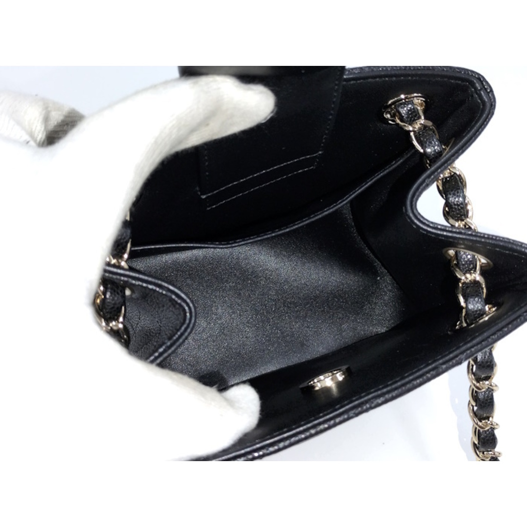 CHANEL - CHANEL ミニバケットバッグ ブラック レザー AS3176の CHANEL - CHANEL ミニバケットバッグ ブラック レザー AS3176の