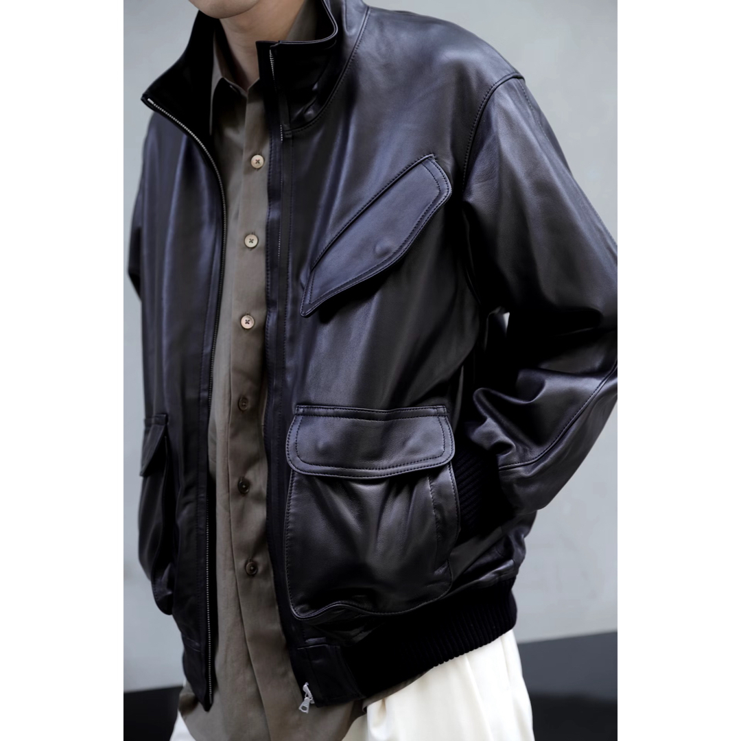 AURALEE - auralee lamb leather zip blouson black 1の通販 by AURALEE - auralee lamb leather zip blouson black 1の通販 by