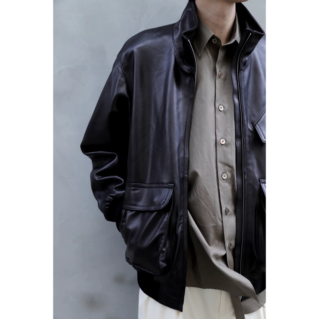 AURALEE - auralee lamb leather zip blouson black 1の通販 by AURALEE - auralee lamb leather zip blouson black 1の通販 by