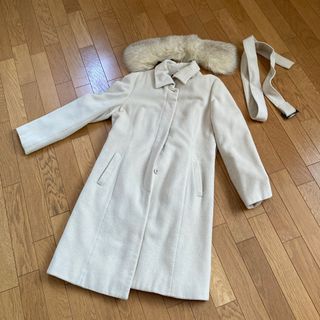 Aラインコート　アンゴラ　毛　ファー付き(ロングコート)