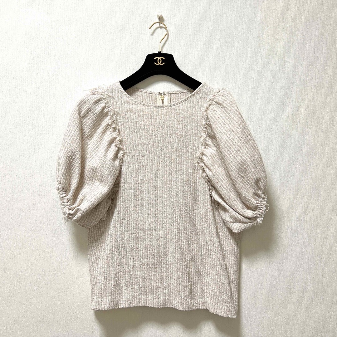ohga】完売品♡ツイードパフスリーブトップス カットソー ohga】完売品♡ツイードパフスリーブトップス カットソー