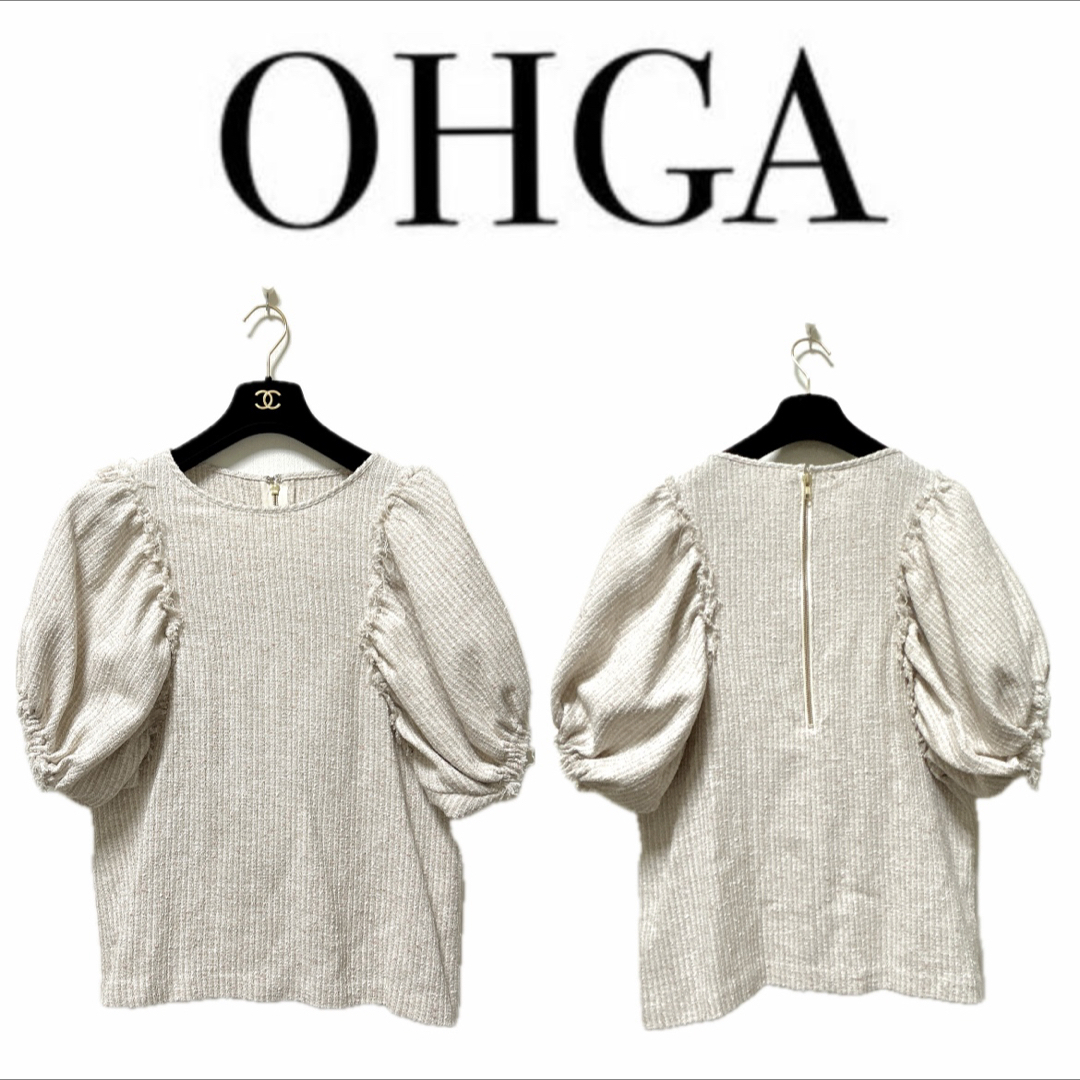 ohga】完売品♡ツイードパフスリーブトップス カットソー ohga】完売品♡ツイードパフスリーブトップス カットソー