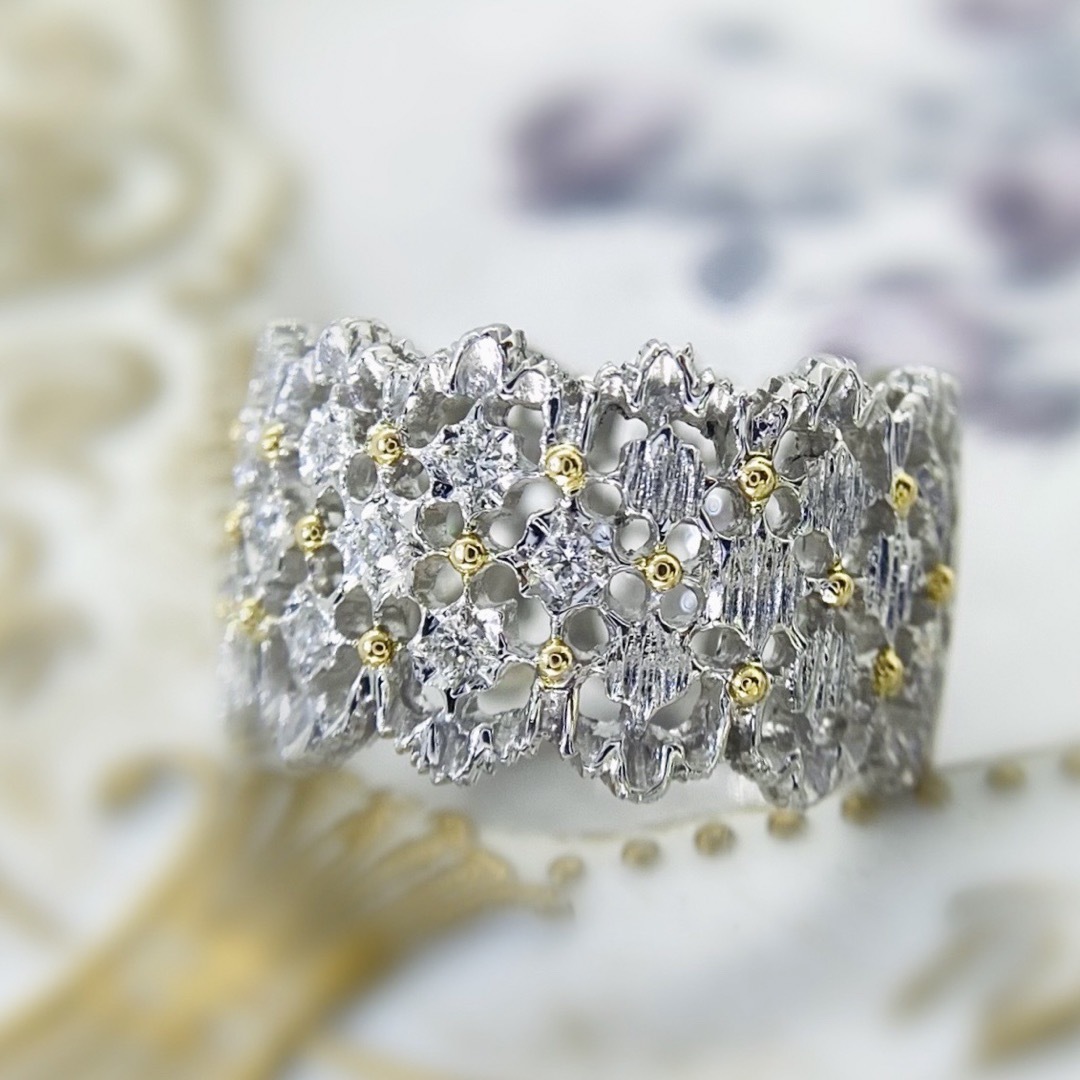 新品【フィレンツェ彫り】ダイヤモンド 0.26ct プラチナ&18金製 新品【フィレンツェ彫り】ダイヤモンド 0.26ct プラチナ&18金製