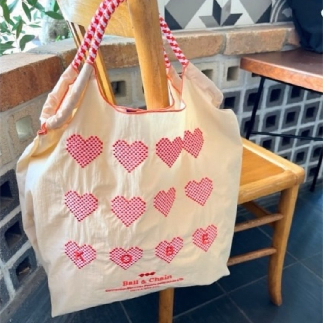 Ball&Chain 神戸限定 ハートlimited HEART 2点 ベージュ エコバッグ Ball&Chain 神戸限定 ハートlimited HEART 2点 ベージュ エコバッグ