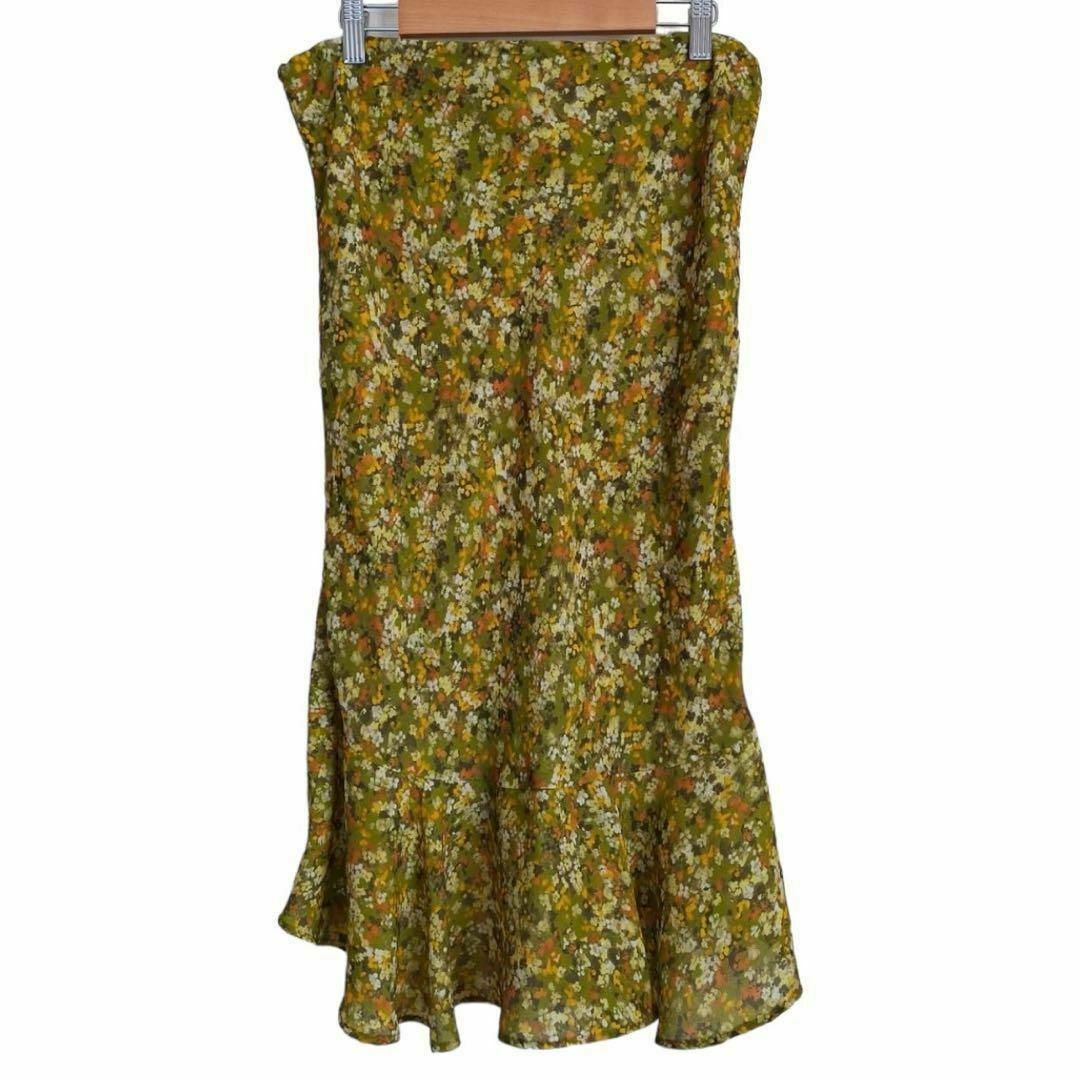 FOREVER 21(フォーエバートゥエンティーワン)のForever21 スカート フレア 総柄 小花柄 緑系 C333 レディースのスカート(ひざ丈スカート)の商品写真