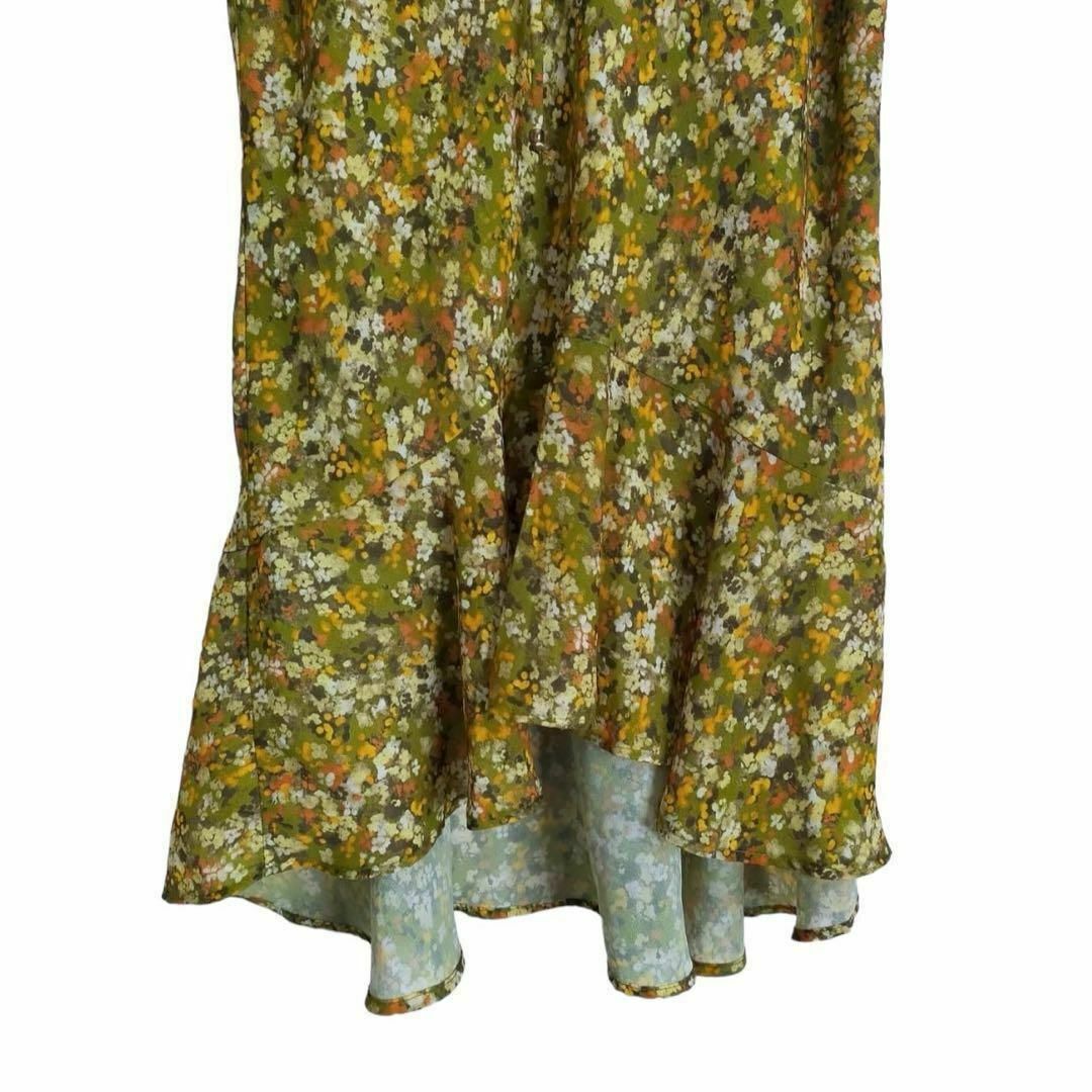 FOREVER 21(フォーエバートゥエンティーワン)のForever21 スカート フレア 総柄 小花柄 緑系 C333 レディースのスカート(ひざ丈スカート)の商品写真