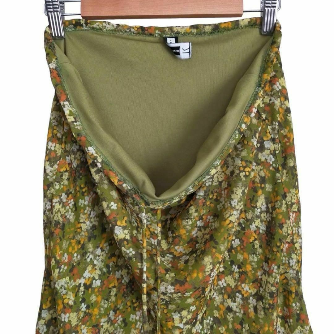 FOREVER 21(フォーエバートゥエンティーワン)のForever21 スカート フレア 総柄 小花柄 緑系 C333 レディースのスカート(ひざ丈スカート)の商品写真