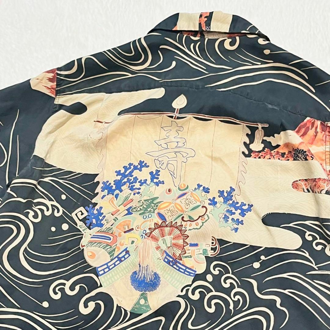 レア サンサーフ アロハシャツ 和柄 漢字 富士山 富士山 海 レア サンサーフ アロハシャツ 和柄 漢字 富士山 富士山 海