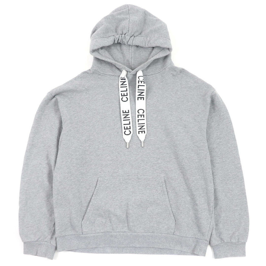 CELINE - 良品□CELINE セリーヌ 21AW 2Y468670Q ロゴドローコード コットンフリース ルーズ フーディー パーカー ライトグレー L イタリア製 正規品 メンズ 定価154,000円
