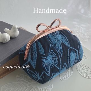 ミナペルホネン(mina perhonen)のミナペルホネン  ハンドメイド　sky flower  がま口　リボン(ポーチ)