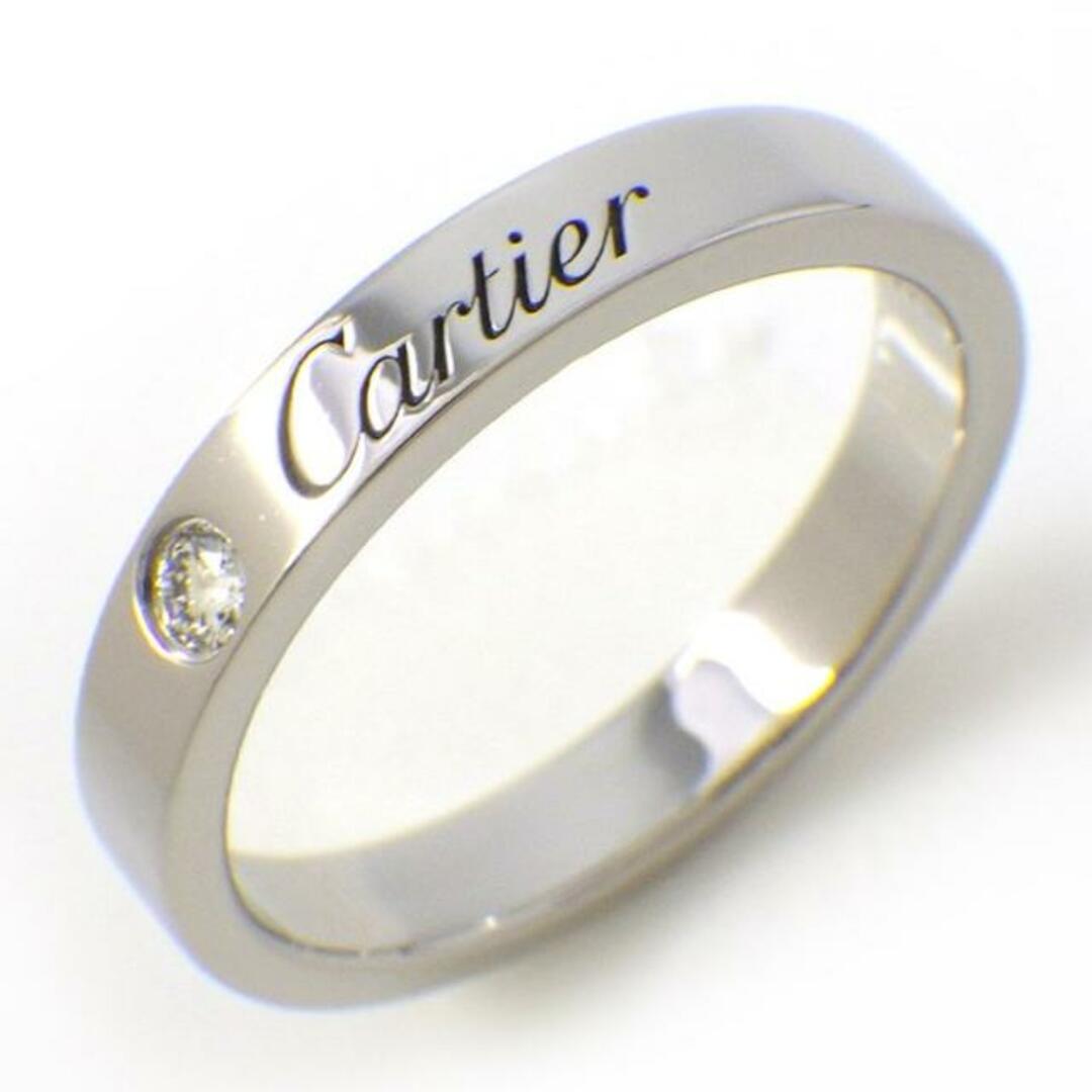Cartier - カルティエ Cartier リング C ドゥ カルティエ ウェディング バンド 幅3.0mmモデル CRB4051350 エングレーブド ロゴ 1ポイント ダイヤモンド 0.03ct PT950 10号 / #50 【中古】
