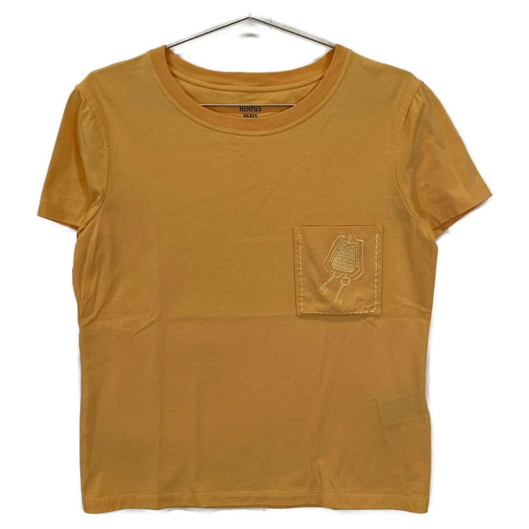 エルメス イエロー 21SS 刺繍入りポケットTシャツ 38 エルメス イエロー 21SS 刺繍入りポケットTシャツ 38
