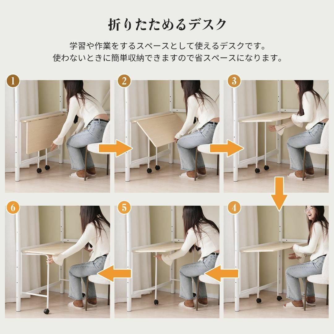 Sロフトベッド シングル デスク付 収納 階段付き パイプベッド Sロフトベッド シングル デスク付 収納 階段付き パイプベッド