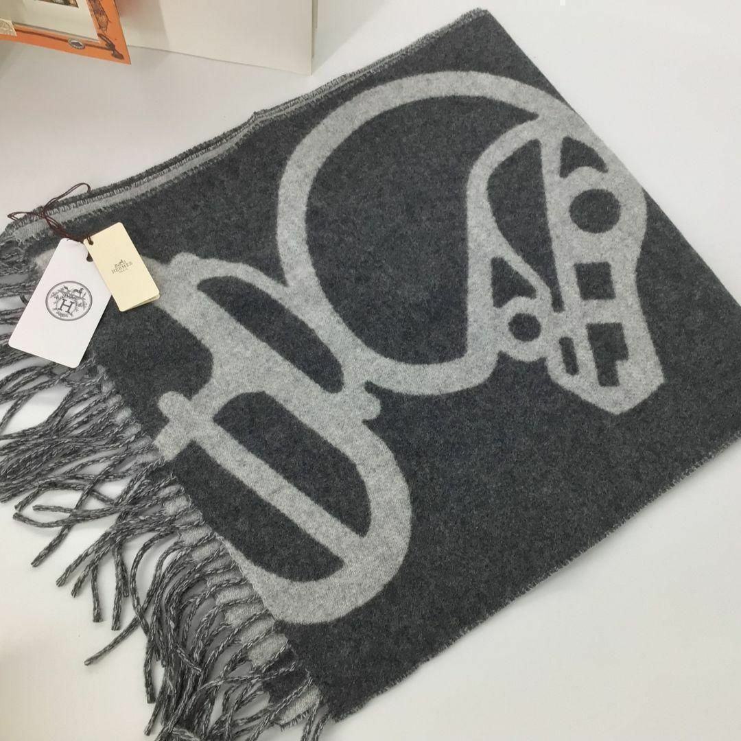 エルメスマフラーアンタルラックエケストルグレー美品 エルメスマフラーアンタルラックエケストルグレー美品