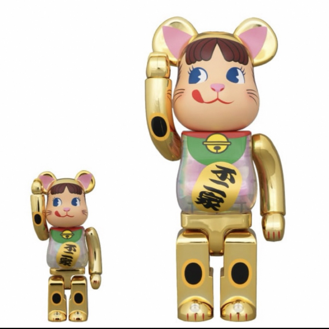 BE@RBRICK - BE@RBRICK招き猫ペコちゃん金メッキ蓄光ミルキー入り100％ & 400％