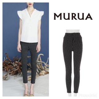 ムルーア(MURUA)の【sele】MURUA ストライプスキニーパンツ ブラック ムルーア(スキニーパンツ)