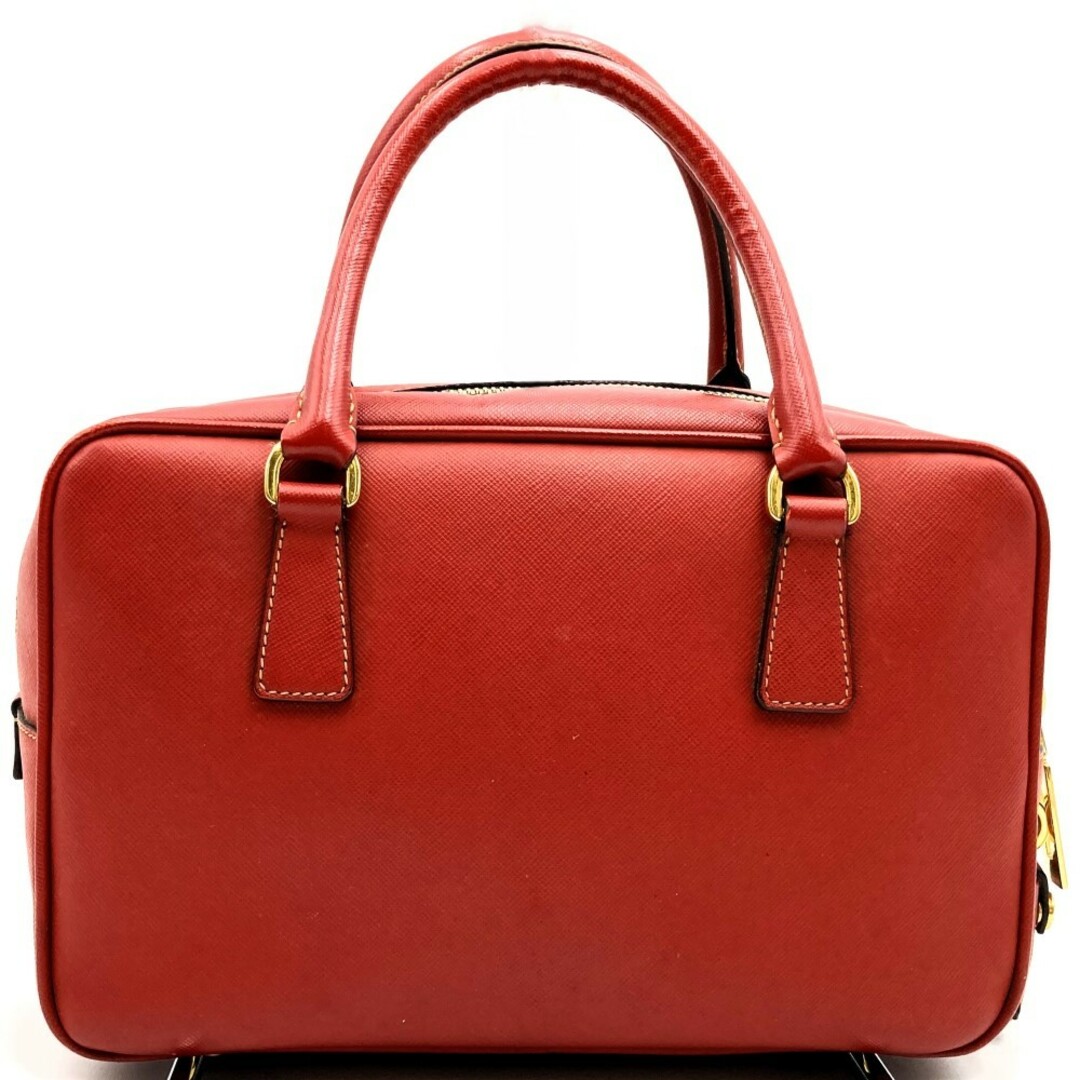 PRADA - PRADA プラダ ハンドバッグ 三角プレート レザー レッド PRADA - PRADA プラダ ハンドバッグ 三角プレート レザー レッド