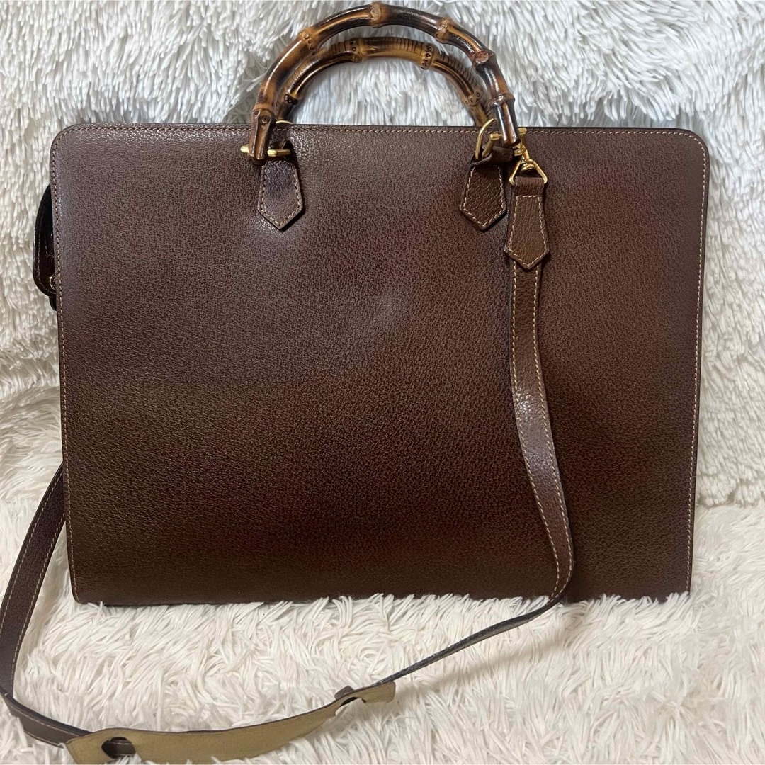 オールドグッチ バンブー ビジネスバッグ ショルダーバッグ 本革 オールドグッチ バンブー ビジネスバッグ ショルダーバッグ 本革