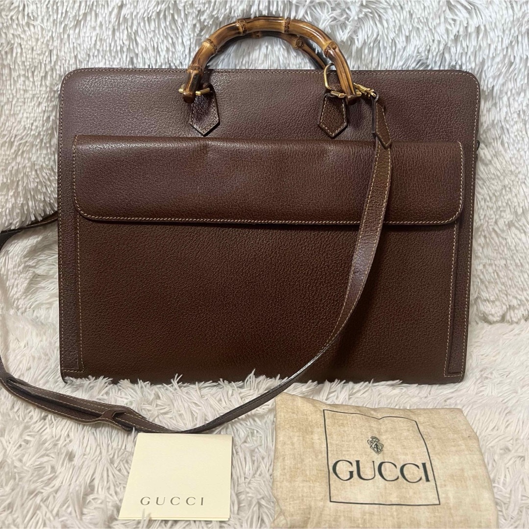 オールドグッチ バンブー ビジネスバッグ ショルダーバッグ 本革 オールドグッチ バンブー ビジネスバッグ ショルダーバッグ 本革