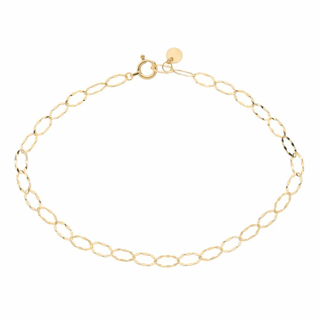 18金ツイストチェーンデザインブレスレット 18cm K18YG 18金ツイストチェーンデザインブレスレット 18cm K18YG